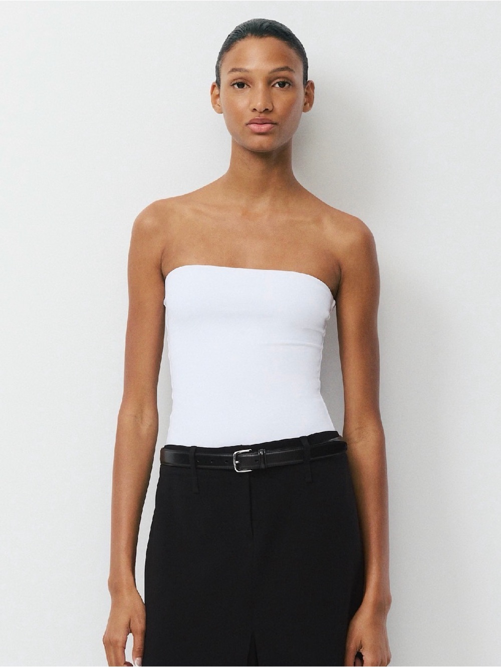 Aritzia White Strapless Tube Bodysuit